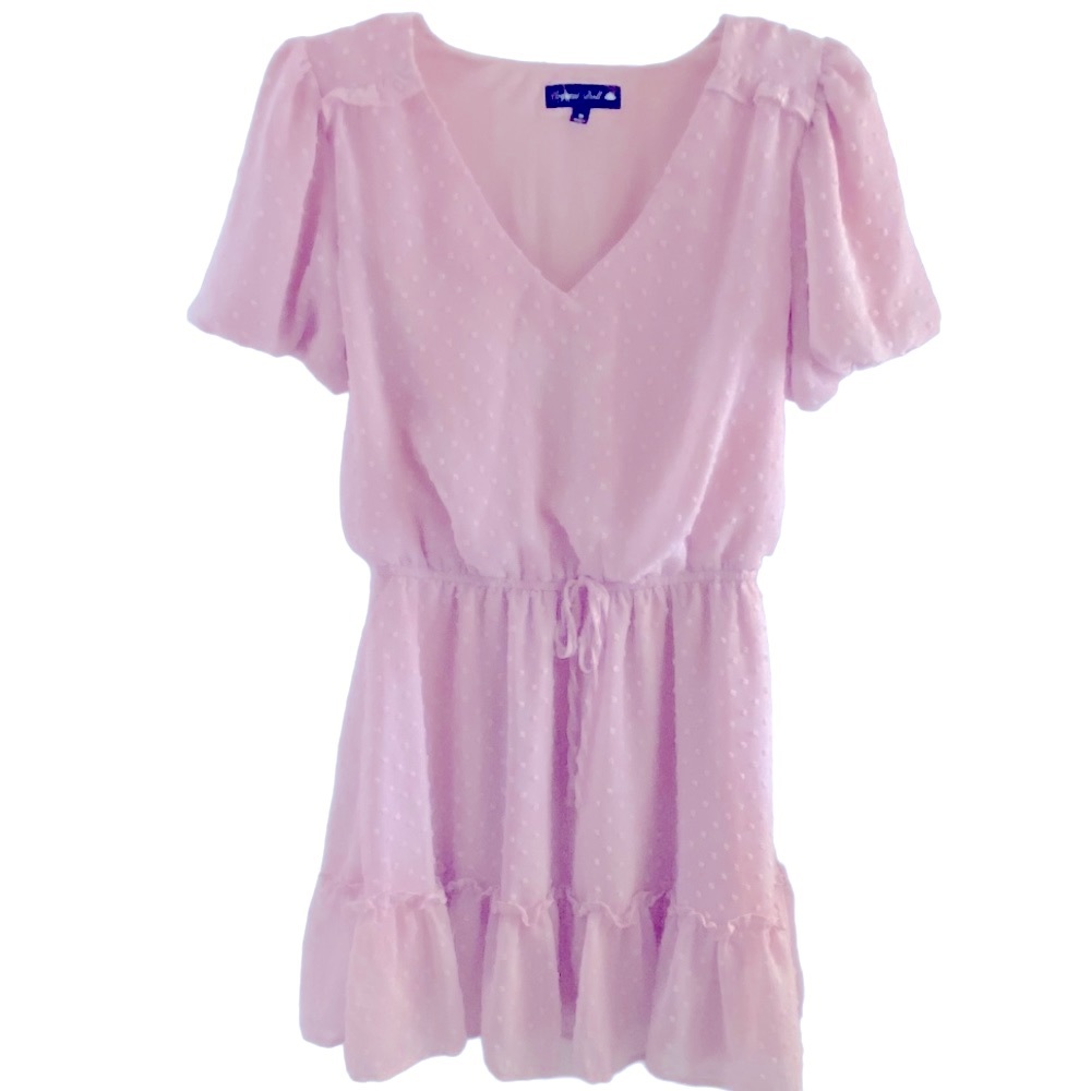 Crystal Doll SWISS DOT DRAWSTRING WAIST BABY DOLL DRESS Medium Girlhoodcore EUC - Picture 2 of 5